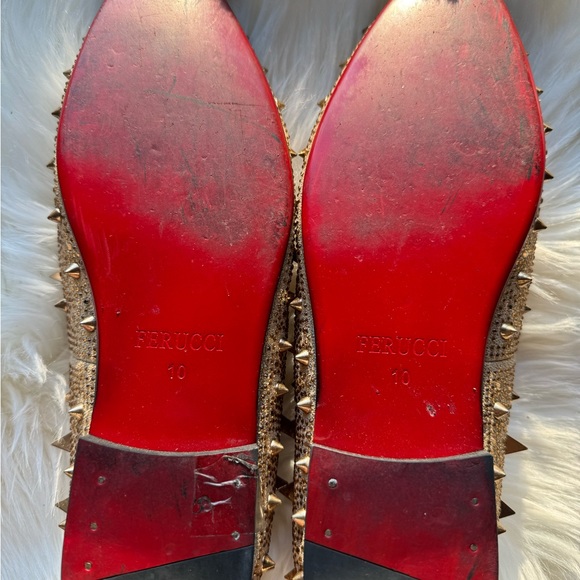 FERUCCI GOLD SPIKES AND CRYSTAL LOAFER SIZE 10 PROM WEDDING SHOES SLIPPERS main image 4